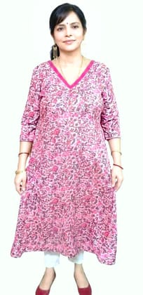 Women's Cotton Polyester Kurta | Side Panel Kurti | Size: L 