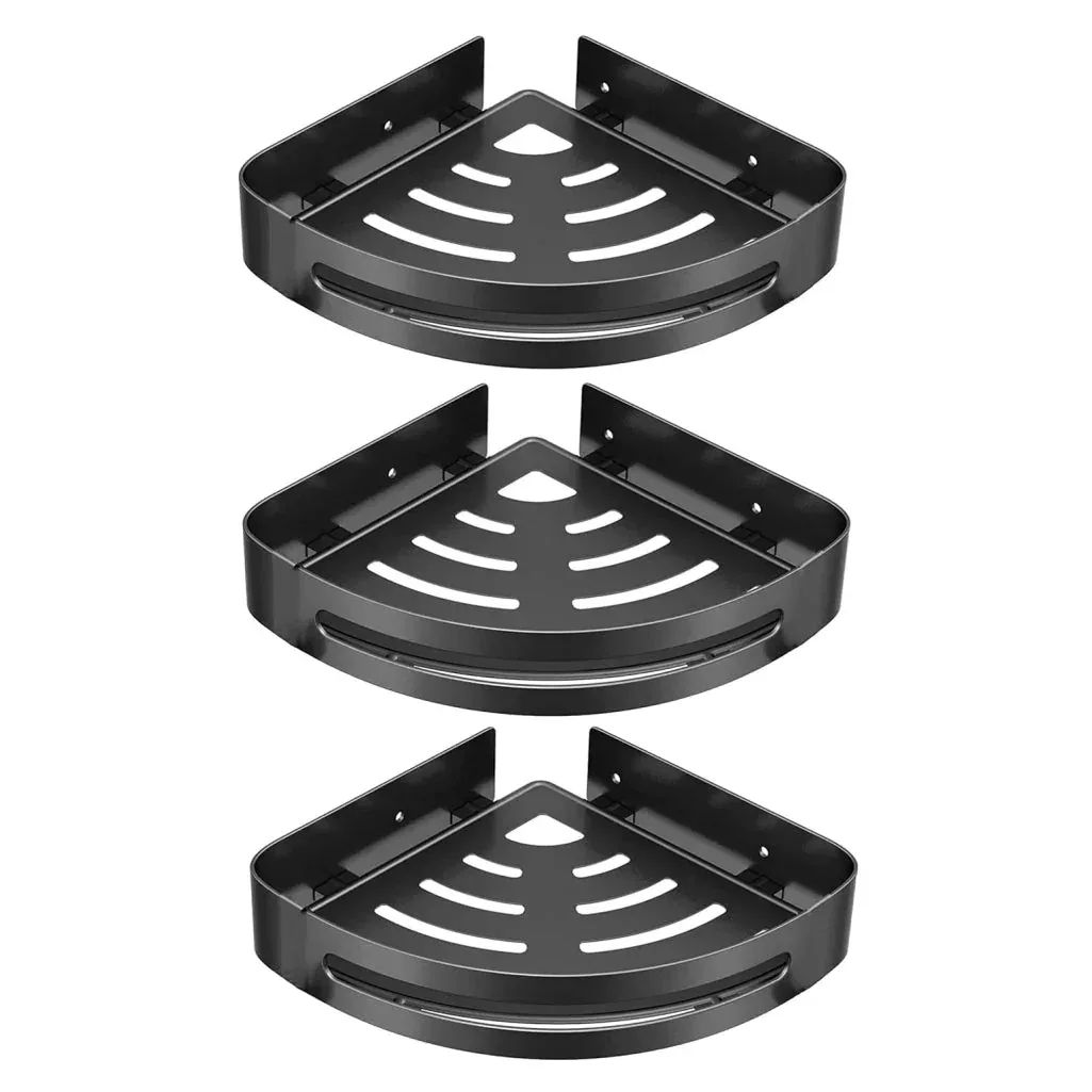 Caddy Stainless Steel Corner Shelf (Black) 3 Set