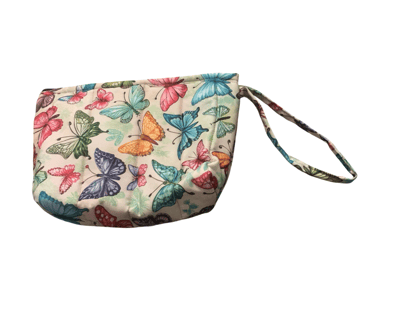 Multicolor Butterfly Quilted Wristlet Pouch