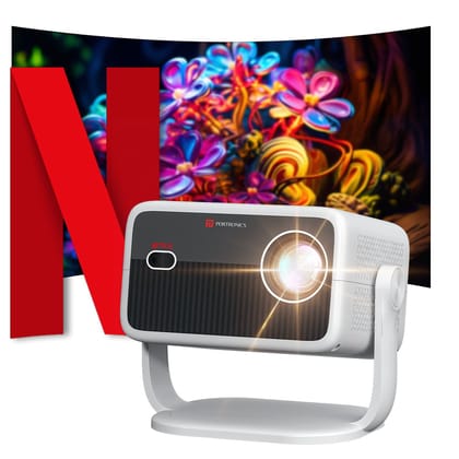 Portronics Beem 560 Projector, 5300 Lumen Brightness, 1080P HD Native Resolution, Adjustable Angles, Dual Band Wifi & Bluetooth