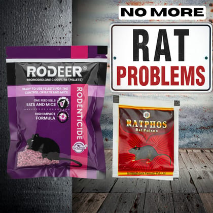 Rat Killer Pellets & Zinc Phosphide 80% Combo | Rodenticide for Home Office Godowns | Chuha Maar 50GMx1+10GMx1