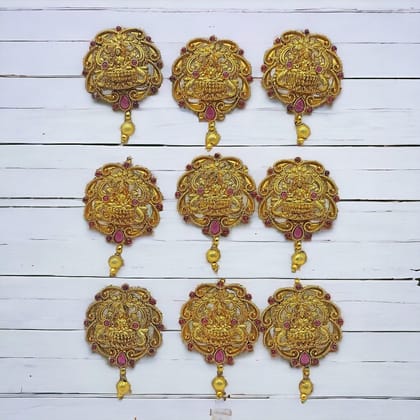 Set of 9 Gold Toned Kundan Studded Handcrafted Hair Choti