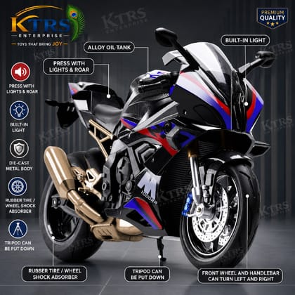 KTRS Enterprise Die-Cast BeW S1000RR Super Sport Bike Toy with Light & Sound | Premium Metal Motorcycle Model | Free Wheel Action