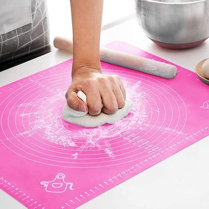 Silicon Roti mat Non-Stick Silicone Reusable Pastry Fondant Dough Roti Chapati Rolling Baking Sheet Mat with Measurements 50 * 40 cm (Multicolor)