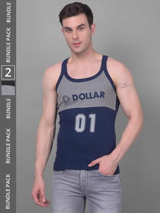 Men's Assorted Pack of 2 Solid Combed Cotton Racerback Styled Gym Vest