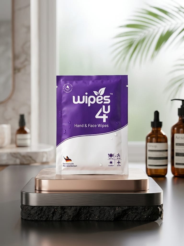 Wipes4u Individually Packed Face and Hand Wet Wipes Lavender ( 100 Wipes)