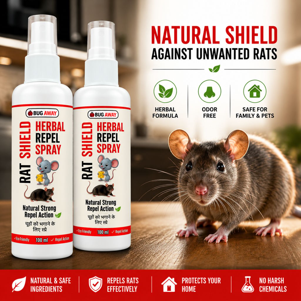 BUGAWAY Herbal Rat Repellent Spray | Natural Rat Repellent for Home, Kitchen & Car 100ML (Pack Of 2) - Fresheners and Repellents | Buy online on ZillyBuy