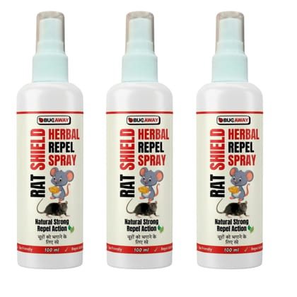 BUGAWAY Herbal Rat Repellent Spray | Natural Rat Repellent for Home, Kitchen & Car 100ML (Pack Of 3) BUGAWAY Herbal Rat Repellent Spray | Natural Rat Repellent for Home, Kitchen & Car 100ML (Pack Of 3)