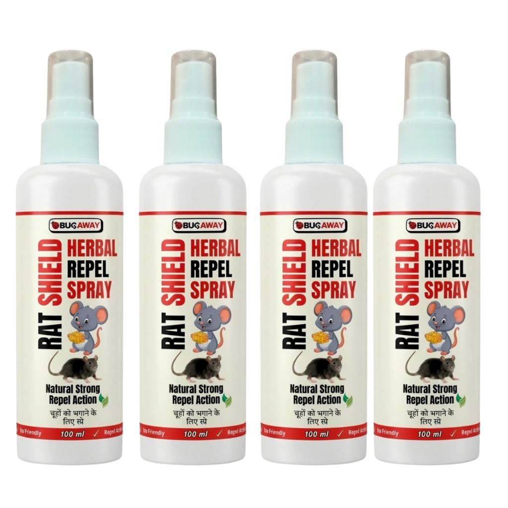 BUGAWAY Herbal Rat Repellent Spray | Natural Rat Repellent for Home, Kitchen & Car 100ML (Pack Of 4) - Fresheners and Repellents | Buy online on ZillyBuy