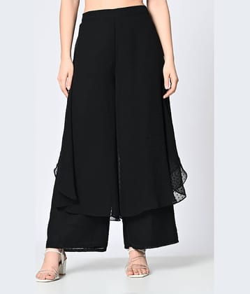 ALL WAYS YOU Women Georgette Self Design Palazzos ( Black )