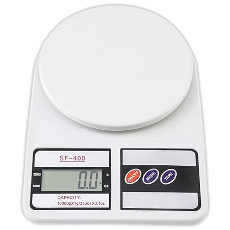 Atom Digital Kitchen Weighing Scale & Food Weight Machine For Health, 10 Kg X 1 Gms, Fitness, Home Baking & Cooking, White. For Domestic Use Only (Sf400) , 2 Batteries Included