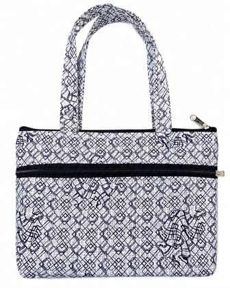 Geometrical Printed Cotton Zippered Handbag for Women