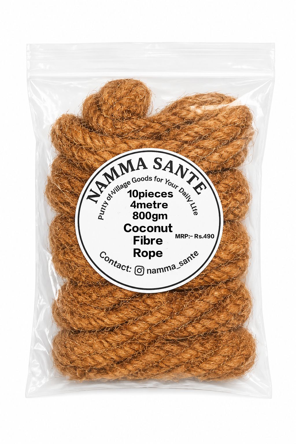 Coconut Fibre Rope, Coir Rope, Coconut Coir Rope, Nariyal Resha Rope, Koyir Rope 4metre 10pieces 800gm