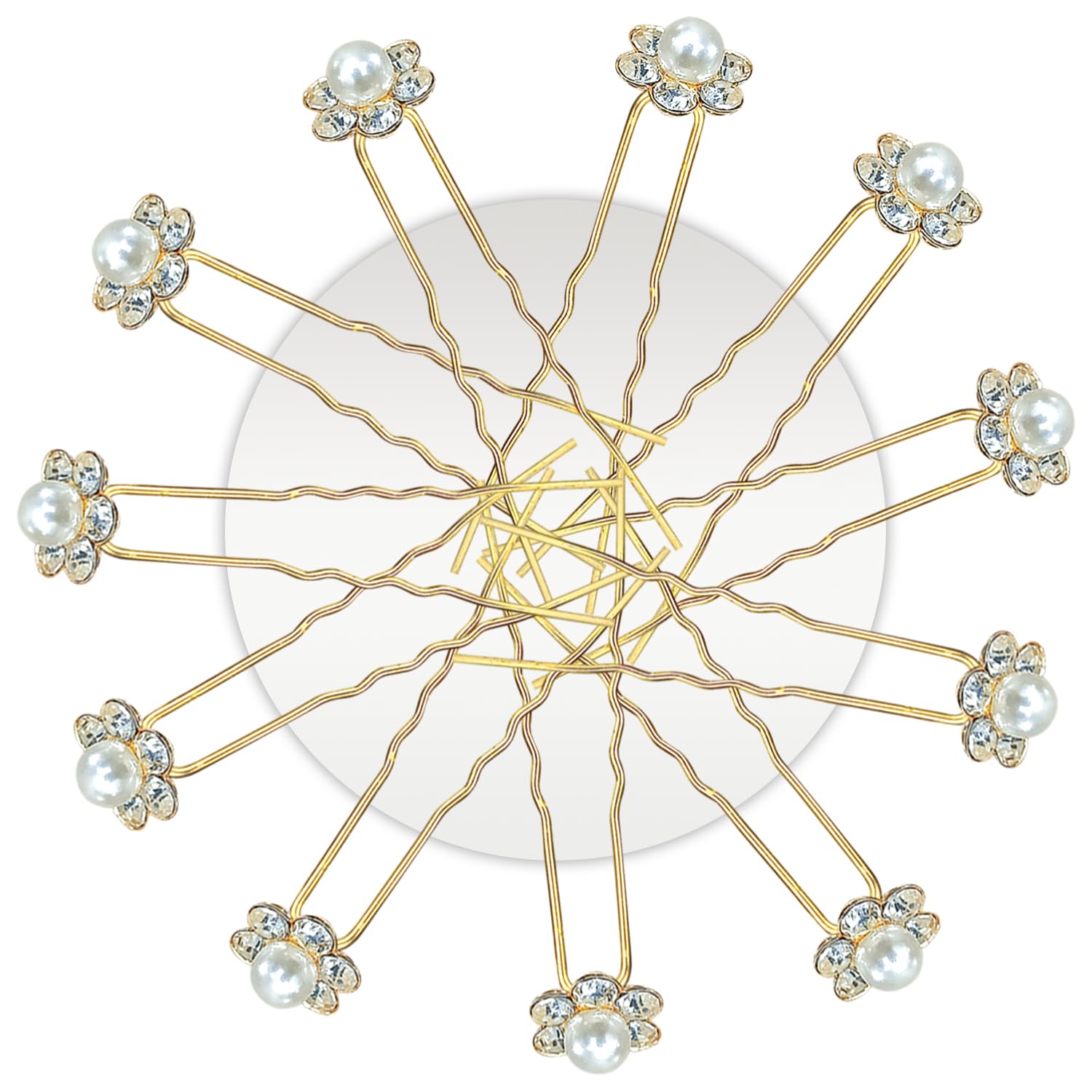Diamond Pearl U Pins Hair Accessories for Women & Girls Pack of 12 Pieces