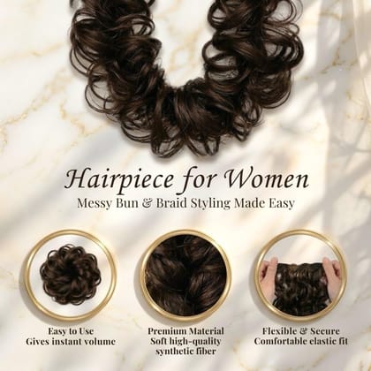 Messy Hair Frill Extension for Women & Girls - Premium Braid Ponytail Hair Accessories (Black)