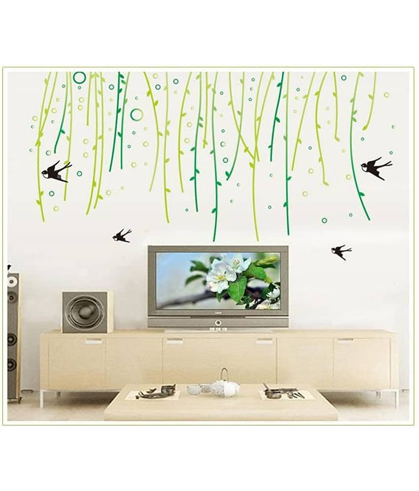 Asmi Collection Beautiful creepers and Birds Nature Sticker ( 140 x 150 cms )