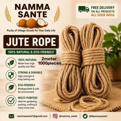Jute Rope, Natural Jute Rope, Multipurpose Jute Rope, Twisted Jute Rope, Eco-Friendly Jute Rope 2meter 1000pieces 15kg