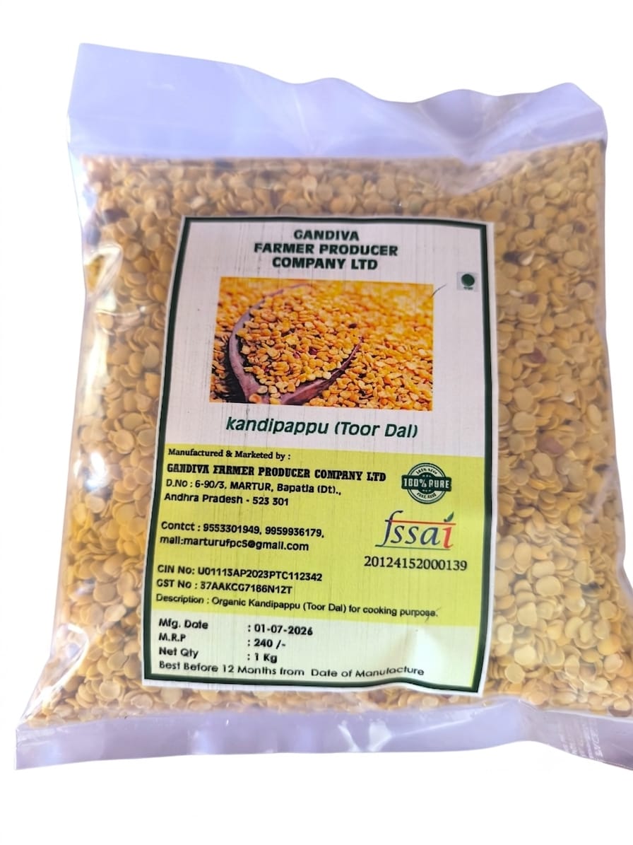 Organic Toor Dal (Kandipappu) 1kg