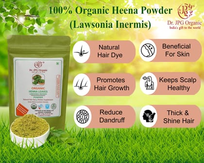 Dr. JPG Organic herbals  Henna powder 228g | Pure Herbal Henna Powder | USDA & INDIA Organic Certified | 114g Pack Of 2