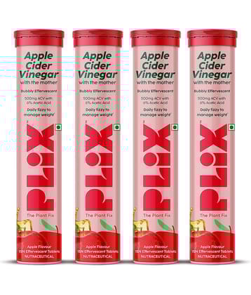 Plix Apple Cider Vinegar Effervescent Tablet with mother,Vit B6 & B12 for weight loss (4 x 15 No)