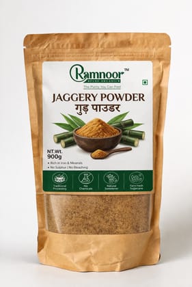Ramnoor Pure Organic Jaggery Powder | Natural Unrefined Gud Powder | No Chemicals & No Preservatives | 900g