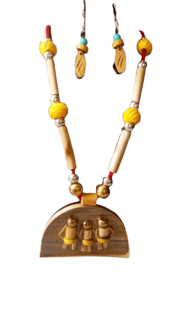 Handmade Bamboo Necklace with Earrings
