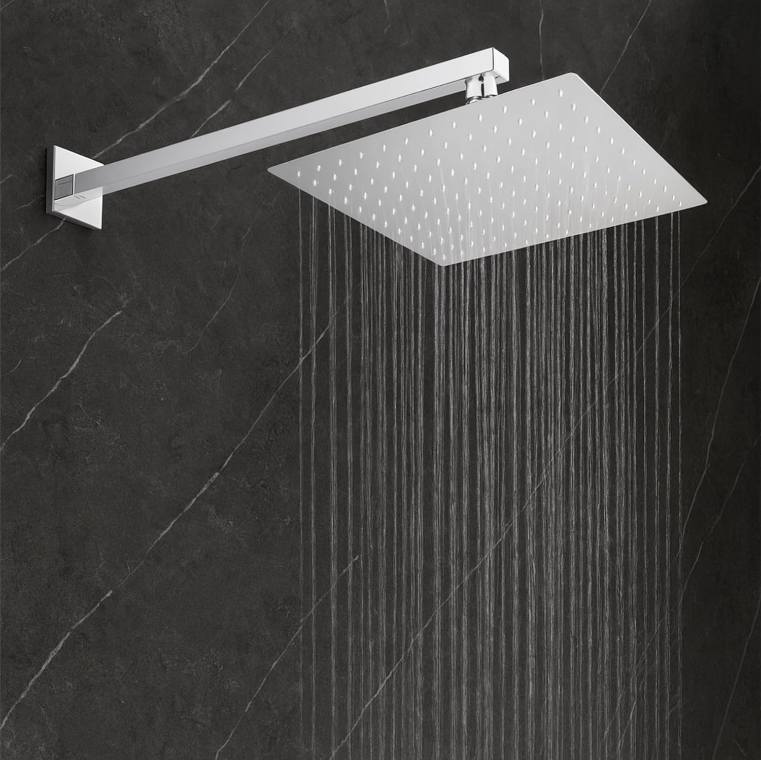 Ultra (12x12 Inches) 304- Grade Stainless Steel Chrome Finish Overhead Shower With Arm (24 Inch)