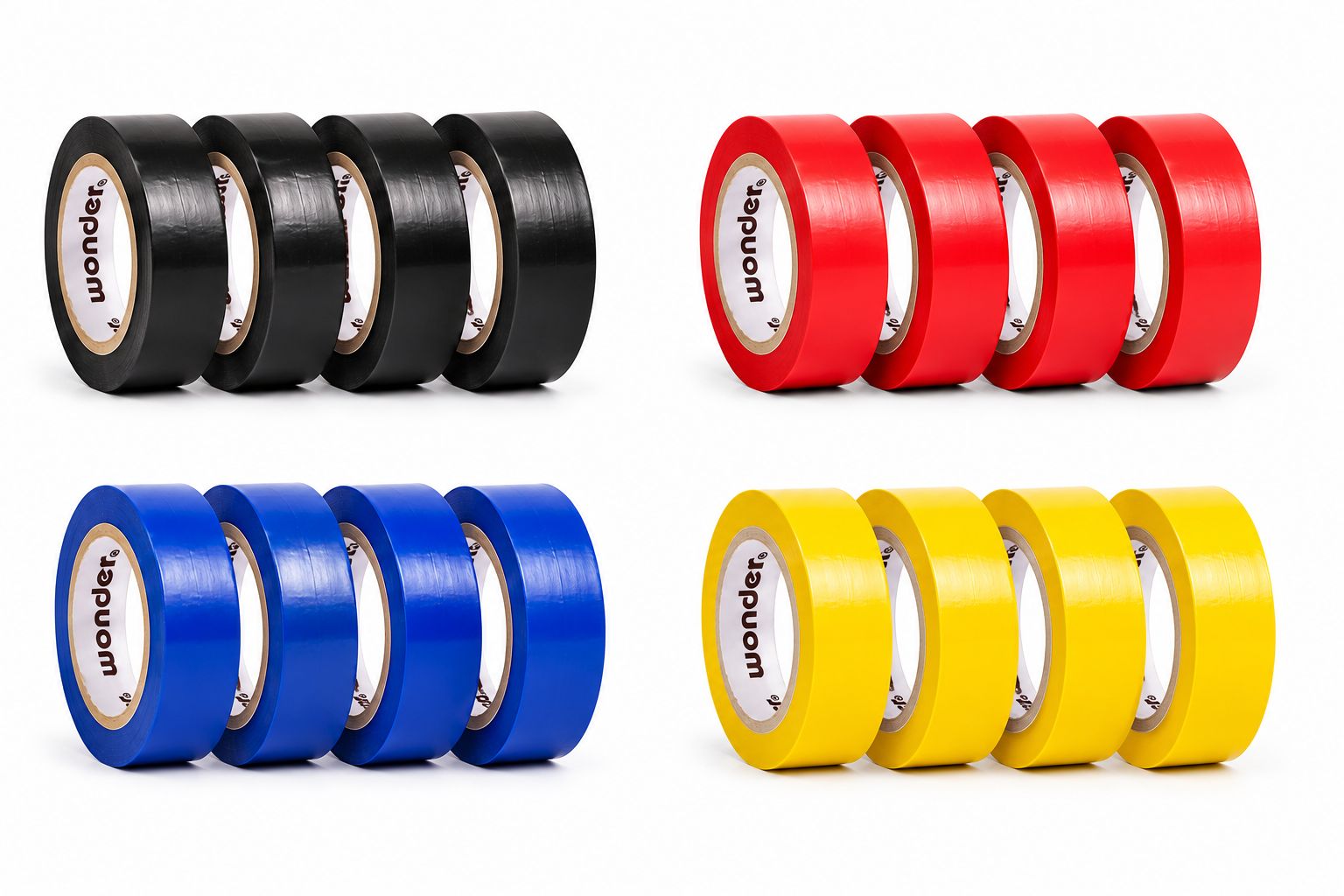 Electrical Insulation Tape, PVC Insulation Tape, Electrical Tape Roll, Wire Insulation Tape, PVC Electrical Tape 4Red+4yellow+4Blue+4Black 16pieces