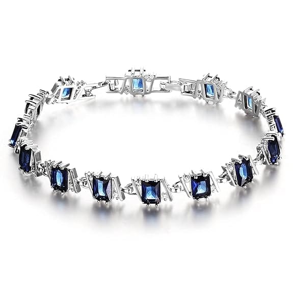 Shining Diva Fashion Latest Stylish Platinum Plated Austrian Crystal Bracelet for Women and Girls