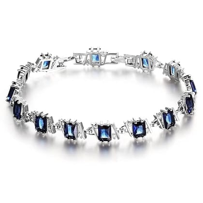 Shining Diva Fashion Latest Stylish Platinum Plated Austrian Crystal Bracelet for Women and Girls