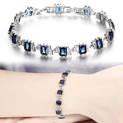 Shining Diva Fashion Latest Stylish Platinum Plated Austrian Crystal Bracelet for Women and Girls