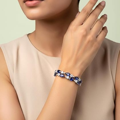 Peora Jewellery Sparkling Colors Flowerets Vine AAA Swiss CZ Bracelet Valentine's Day Gift for Women & Girls (Silver)