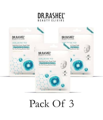 DR.RASHEL Hyaluronic Sheet Mask for Deep Hydration Suits All Skin Types 20 gm each ( Pack of 3)