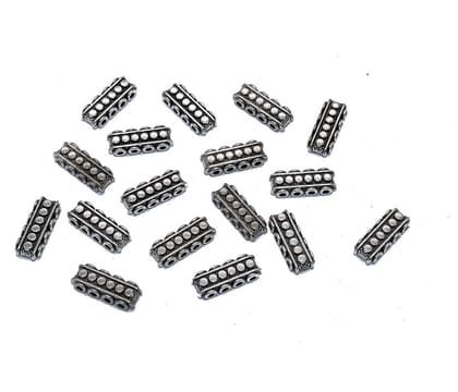 Antique Silver 4 Hole Connector for Jewellery Making and Embroidery Work. CTR-055-Per Packet of 10 Pair / 8X19 MM