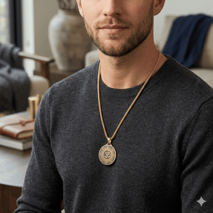 Om Lacet With Gold Chain