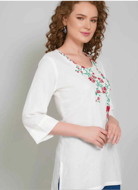 Sufiana White Short Kurti for Women - Stylish Off White Tunic for Effortless Elegance