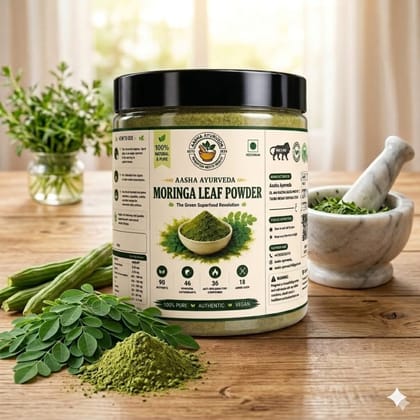 Aasha Ayurveda Moringa Powder | 100% Natural Moringa Leaf Powder | Premium Quality | Herbal Supplement