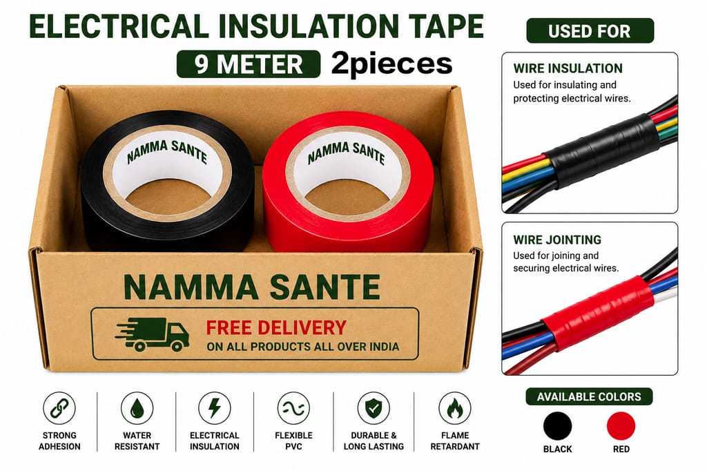 Electrical Insulation Tape, PVC Insulation Tape, Electrical Tape Roll, Wire Insulation Tape, PVC Electrical Tape 1Red+1Black 2pieces  - Electricals | Buy online on ZillyBuy