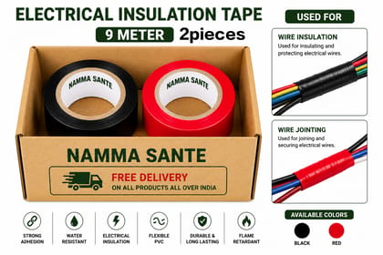 Electrical Insulation Tape, PVC Insulation Tape, Electrical Tape Roll, Wire Insulation Tape, PVC Electrical Tape 1Red+1Black 2pieces 