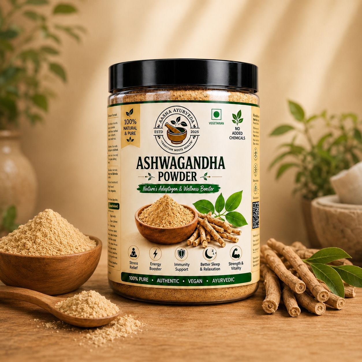 Aasha Ayurveda Ashwagandha Powder | 100% Natural Ashwagandha Root Powder | Premium Quality Herbal Powder
