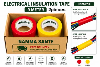 Electrical Insulation Tape, PVC Insulation Tape, Electrical Tape Roll, Wire Insulation Tape, PVC Electrical Tape 1Red+1Yellow 2pieces 