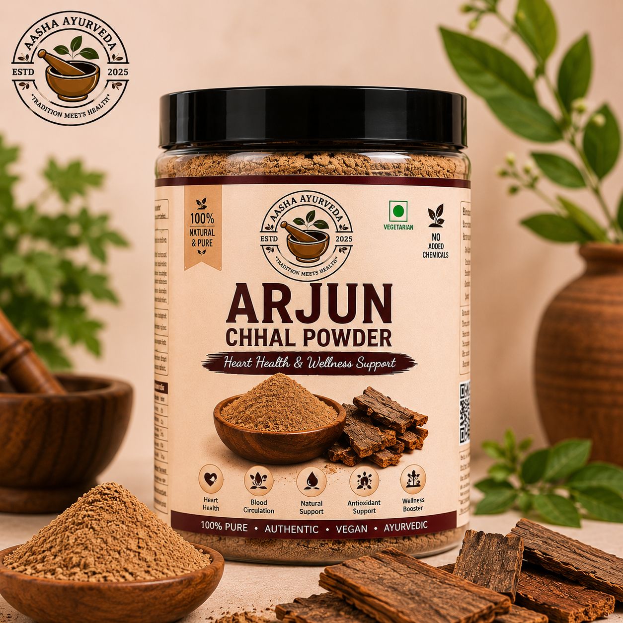 Aasha Ayurveda Arjun Chhal Powder | 100% Natural Arjuna Bark Powder | Premium Quality Herbal Powder