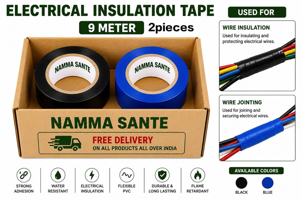 Electrical Insulation Tape, PVC Insulation Tape, Electrical Tape Roll, Wire Insulation Tape, PVC Electrical Tape 1Blue+1Black 2pieces - Electricals | Buy online on ZillyBuy