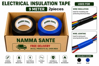 Electrical Insulation Tape, PVC Insulation Tape, Electrical Tape Roll, Wire Insulation Tape, PVC Electrical Tape 1Blue+1Black 2pieces 
