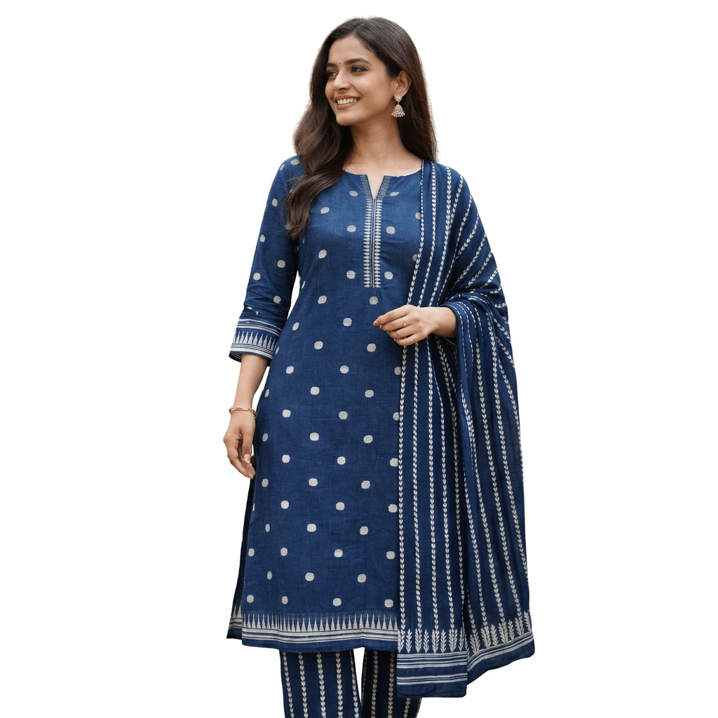 Nay Blue Pure Cotton Dress Material