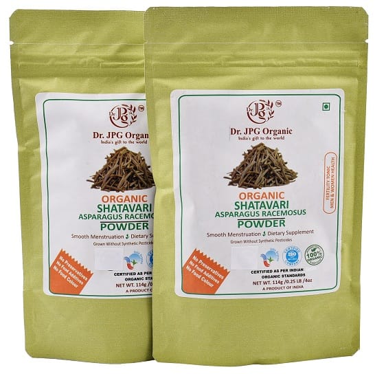 Dr. JPG Organic Herbals Shatavari Powder228g | INDIA ORGANIC Certified  | 114g (Pack of 2)