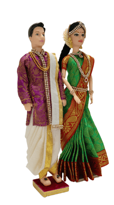 Indian Bridegroom Doll in Purple Brocade Kurta and Dhoti (Groom Style)