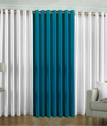N2C Home Solid Semi-Transparent Eyelet Curtain 7 ft ( Pack of 3 ) - Multicolor