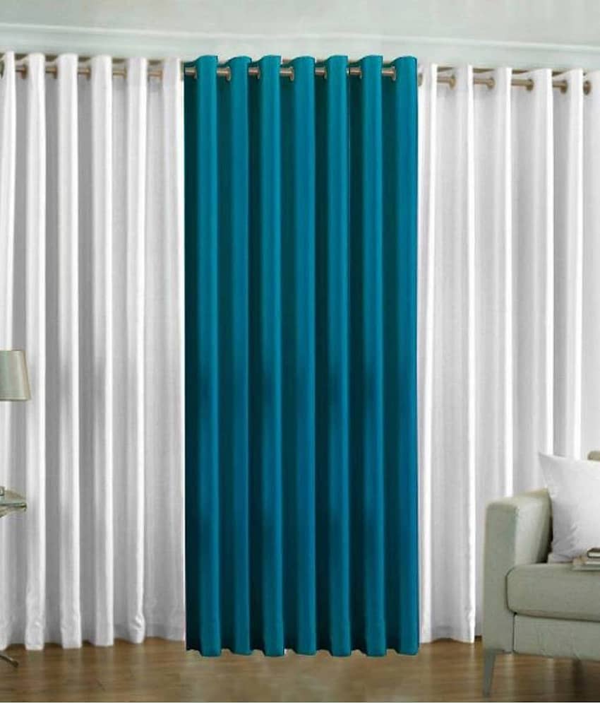 N2C Home Solid Semi-Transparent Eyelet Curtain 7 ft ( Pack of 3 ) - Multicolor
