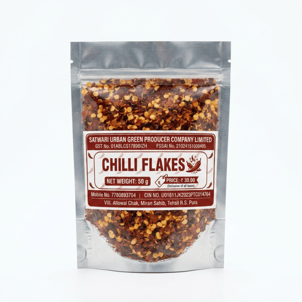 Premium Chilli Flakes – Satwari Urban Green 50 gram